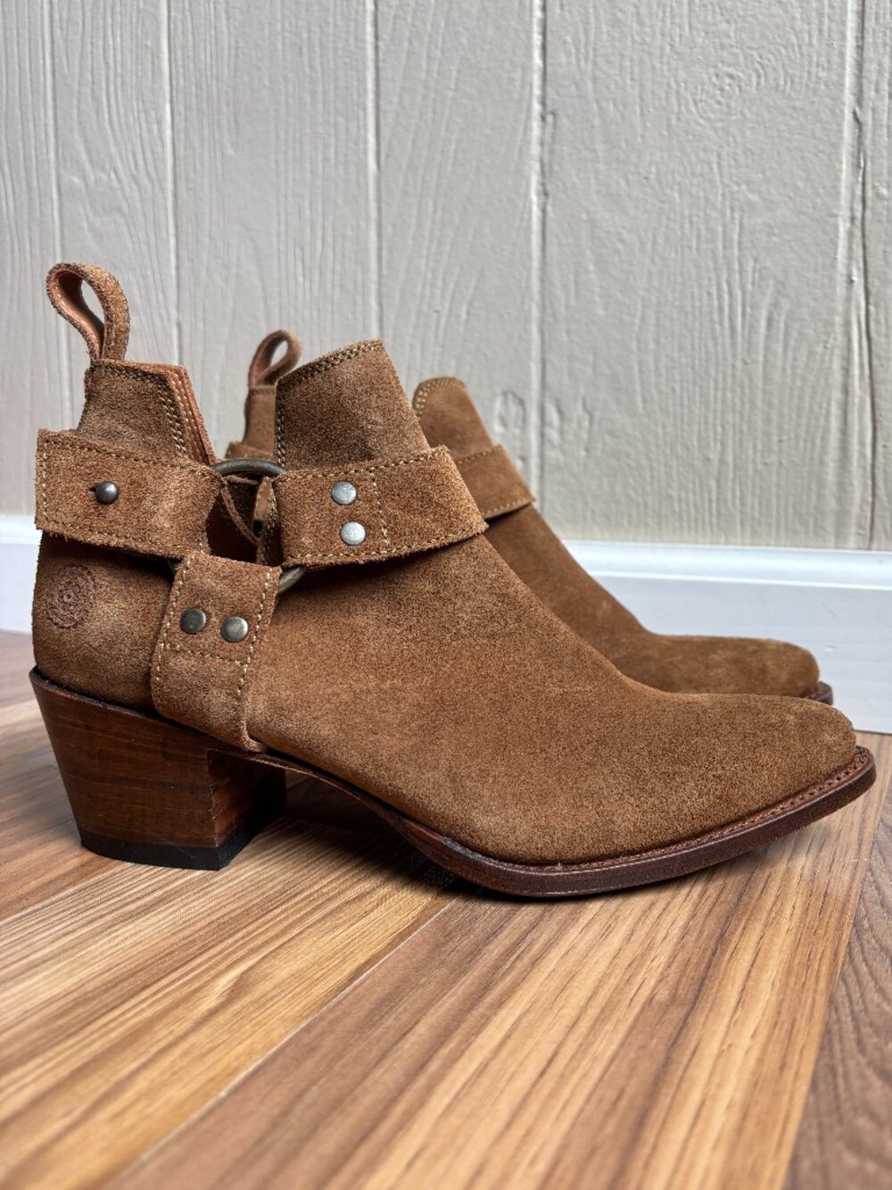 Ranch Road Azalea Harness Suede Leather Heeled Boots Booties Made in Spain - Picture 2 of 14